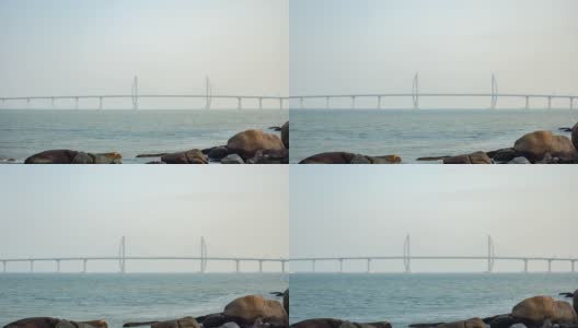 日落时间著名的港澳珠海交通大桥湾全景时间间隔4k中国高清在线视频素材下载