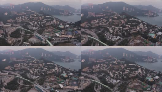 香港航拍v154飞越黄竹坑往深水湾方向高清在线视频素材下载