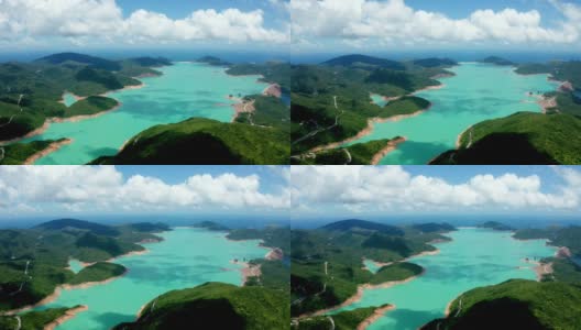 香港西贡半岛东南部万宜水塘的无人机鸟瞰图，户外，白天高清在线视频素材下载