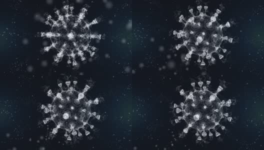 漂浮在空中的Covid-19病毒细胞3D渲染高清在线视频素材下载