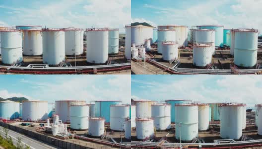 炼油厂和石化工厂的油罐视图高清在线视频素材下载