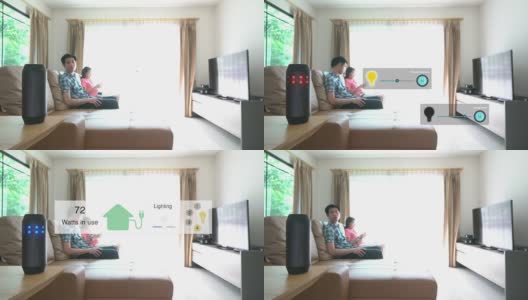 语音指令用于家庭自动化和智能家居技术高清在线视频素材下载