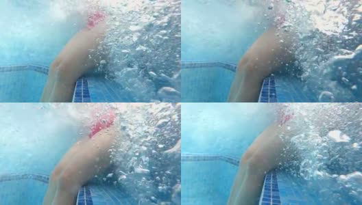 一个年轻女子在按摩浴缸里的美腿慢镜头高清在线视频素材下载