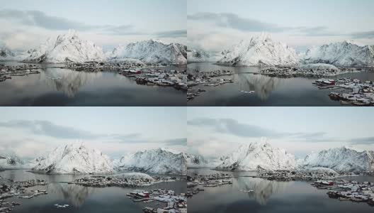 挪威罗浮敦群岛的空中景观高清在线视频素材下载