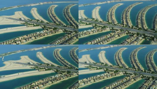 迪拜朱美拉棕榈岛鸟瞰图高清在线视频素材下载
