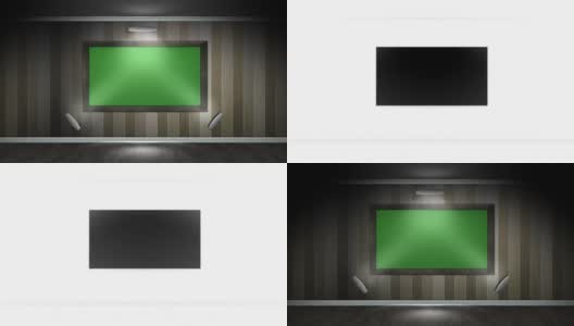 房间和绿屏显示器，带Alpha通道高清在线视频素材下载