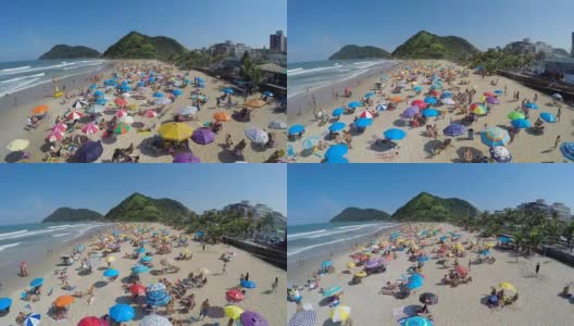 鸟瞰图瓜鲁亚海滩，圣保罗，巴西高清在线视频素材下载