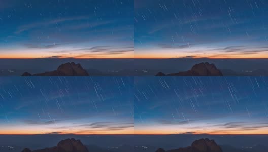 在江岛国家公园的三重山的山顶上，星空从天空中落下高清在线视频素材下载