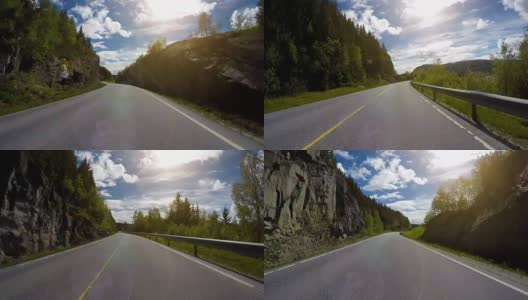 在挪威的路上驾驶汽车高清在线视频素材下载