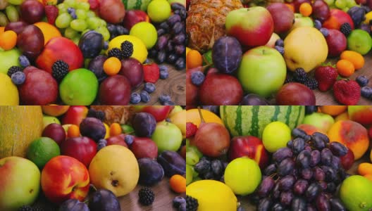 有水果和浆果的静物高清在线视频素材下载