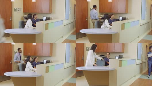 医护人员在医院忙碌的护士站拍摄R3D高清在线视频素材下载
