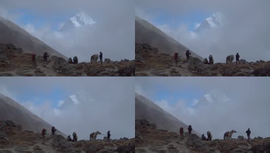 喜马拉雅山的游客兼搬运工高清在线视频素材下载