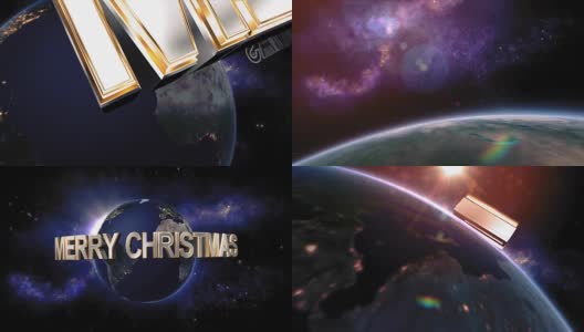 圣诞快乐的标题-地球从太空展示他们所有的美丽高清在线视频素材下载