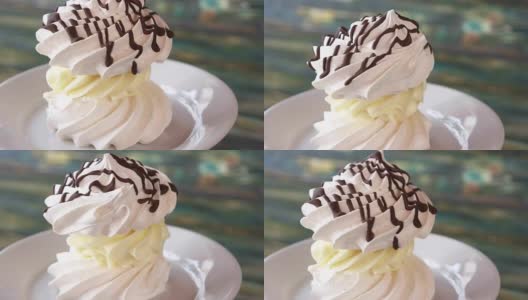 奶油蛋糕甜点。高清在线视频素材下载