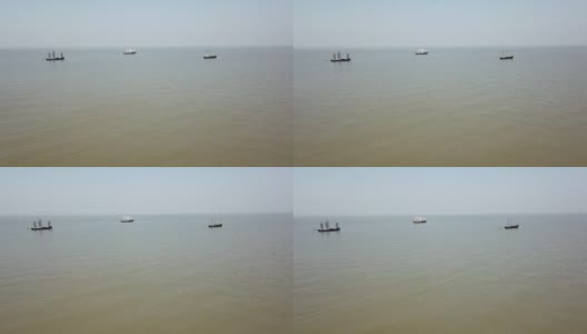 中国江苏省无锡市一个湖里的五桅帆船高清在线视频素材下载