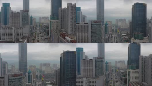 白天飞行飞越深圳著名商业街全景4k中国高清在线视频素材下载