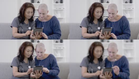 医生到癌症病人家里探望她高清在线视频素材下载