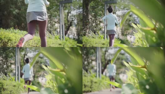 亚洲美女在城市公园慢跑高清在线视频素材下载