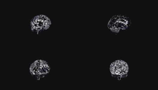 人工智能数字大脑竞价数据深度学习计算机机器渲染。人类的大脑是玻璃做的。人工智能，死后的数字意识印记高清在线视频素材下载