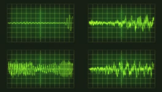 在发光的复古CRT示波器上显示的音频波形高清在线视频素材下载