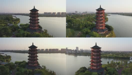 中国东莞华阳湖湿地公园航拍照片高清在线视频素材下载