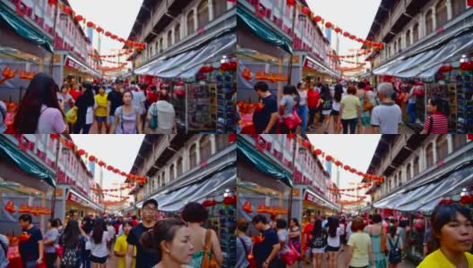 2018年春节在新加坡华埠，游客享受旅游高清在线视频素材下载