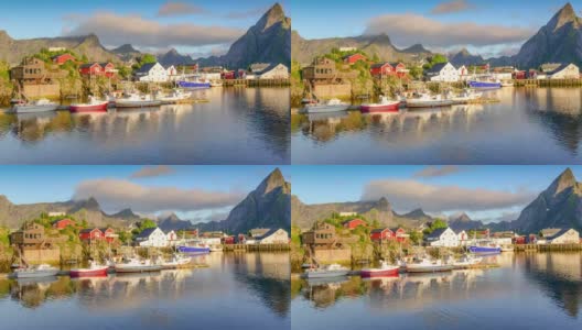 挪威，挪威罗浮敦群岛的日落风景高清在线视频素材下载
