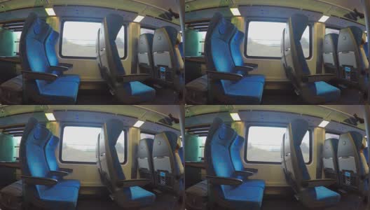 经济舱列车有许多空座移动，没有乘客高清在线视频素材下载