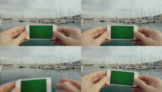 Green Screen Rotate Smart Phone Yachts in Harbour高清在线视频素材下载