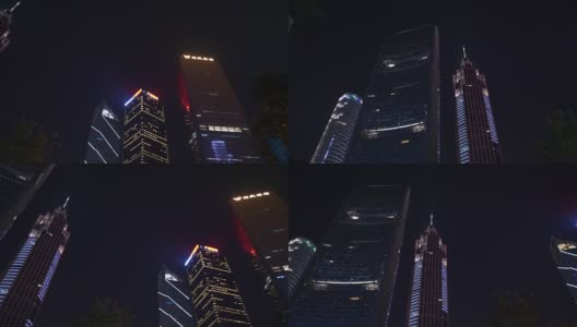 夜景时间广州市区著名的摩天大楼全景4k高清在线视频素材下载