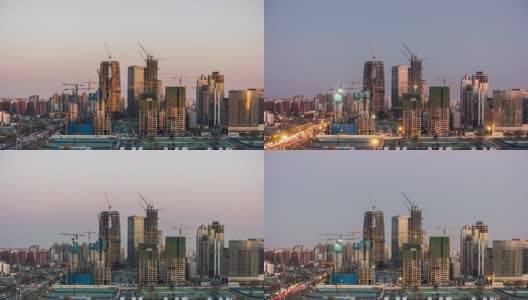 T/L HA Urban construction, Day to Night Transition /北京，中国高清在线视频素材下载