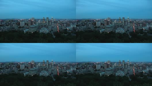 照亮蒙特利尔的城市景观，魁北克的黄昏高清在线视频素材下载
