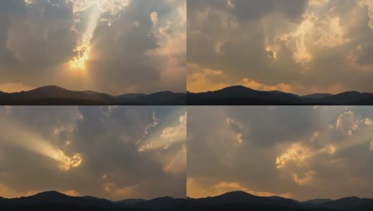 日落时的云朵、阳光和蓝天高清在线视频素材下载