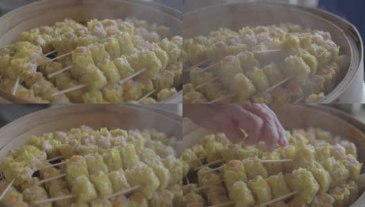 竹篮蒸馒头中国小吃高清在线视频素材下载