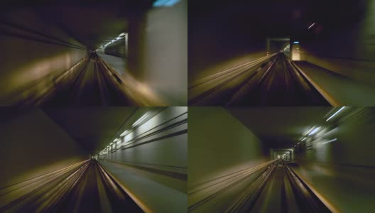 时间流逝自动列车地铁地铁地下管道隧道快速高清在线视频素材下载