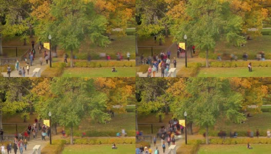 明尼苏达大学校园学生的秋季时光流逝高清在线视频素材下载