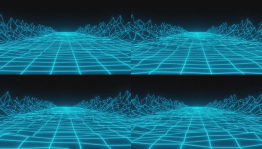synthwave retro peaks复古背景3d渲染高清在线视频素材下载