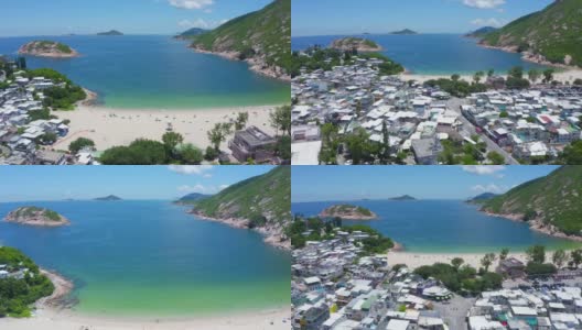 鸟瞰石澳海滩，香港岛高清在线视频素材下载
