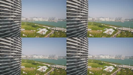 豪华度假酒店岛城市湾全景4k海南中国高清在线视频素材下载