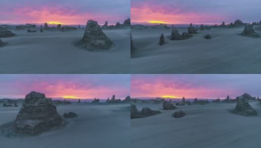 在紫色天空的映衬下，亚丹鬼城非常神奇高清在线视频素材下载