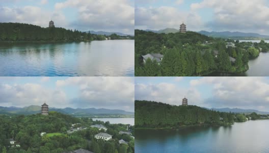 鸟瞰雷峰塔高清在线视频素材下载