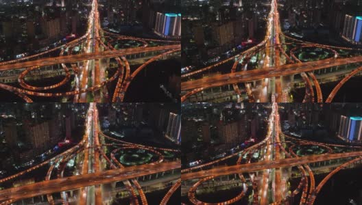 中国河南省郑州市夜间的立交桥高清在线视频素材下载