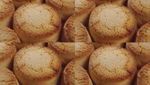 典型的西班牙polvoron。传统口味的奶油甜酥饼。宏高清在线视频素材下载