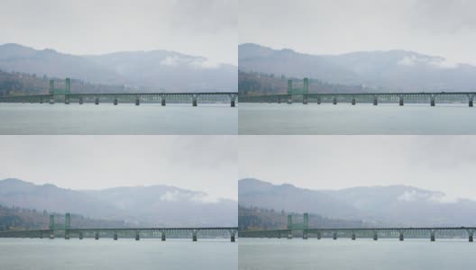 一个阴天，俄勒冈州的胡德河大桥高清在线视频素材下载