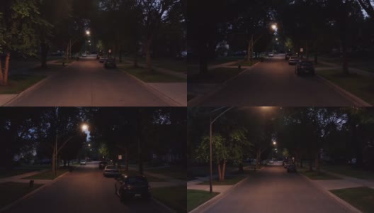缓慢的电影镜头沿着芝加哥郊区一个安静的清晨街区。高清在线视频素材下载