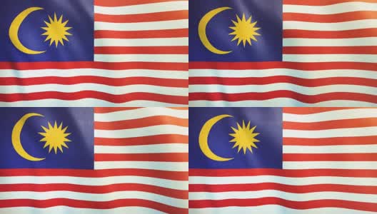 4k高度详细的马来西亚国旗-可循环高清在线视频素材下载