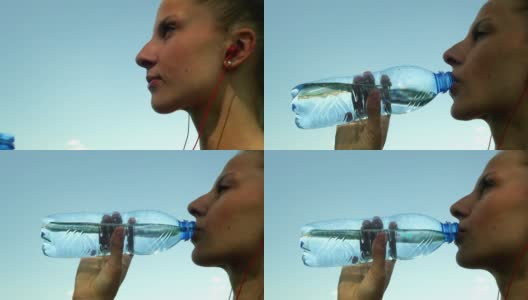 年轻女子喝水高清在线视频素材下载