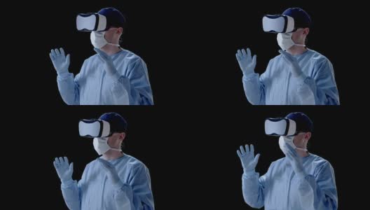 戴着虚拟现实眼镜做医学研究的人高清在线视频素材下载