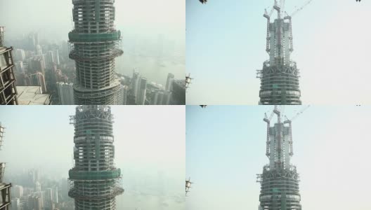 正在建设中的上海铁塔航拍图高清在线视频素材下载