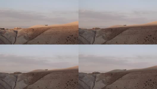 以色列犹太沙漠的美丽风景，人们在沙漠之旅，时光流逝。高清在线视频素材下载
